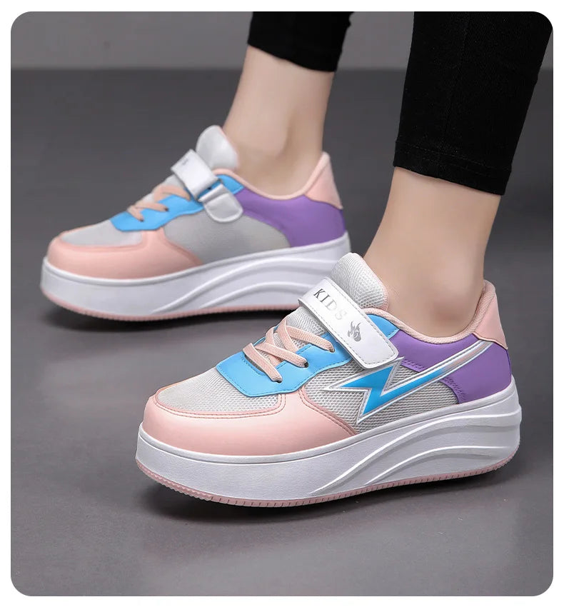 Children's walking shoes Girls 2025 new breathable roller skates boys primary school four wheel roller shoes can walk and slide