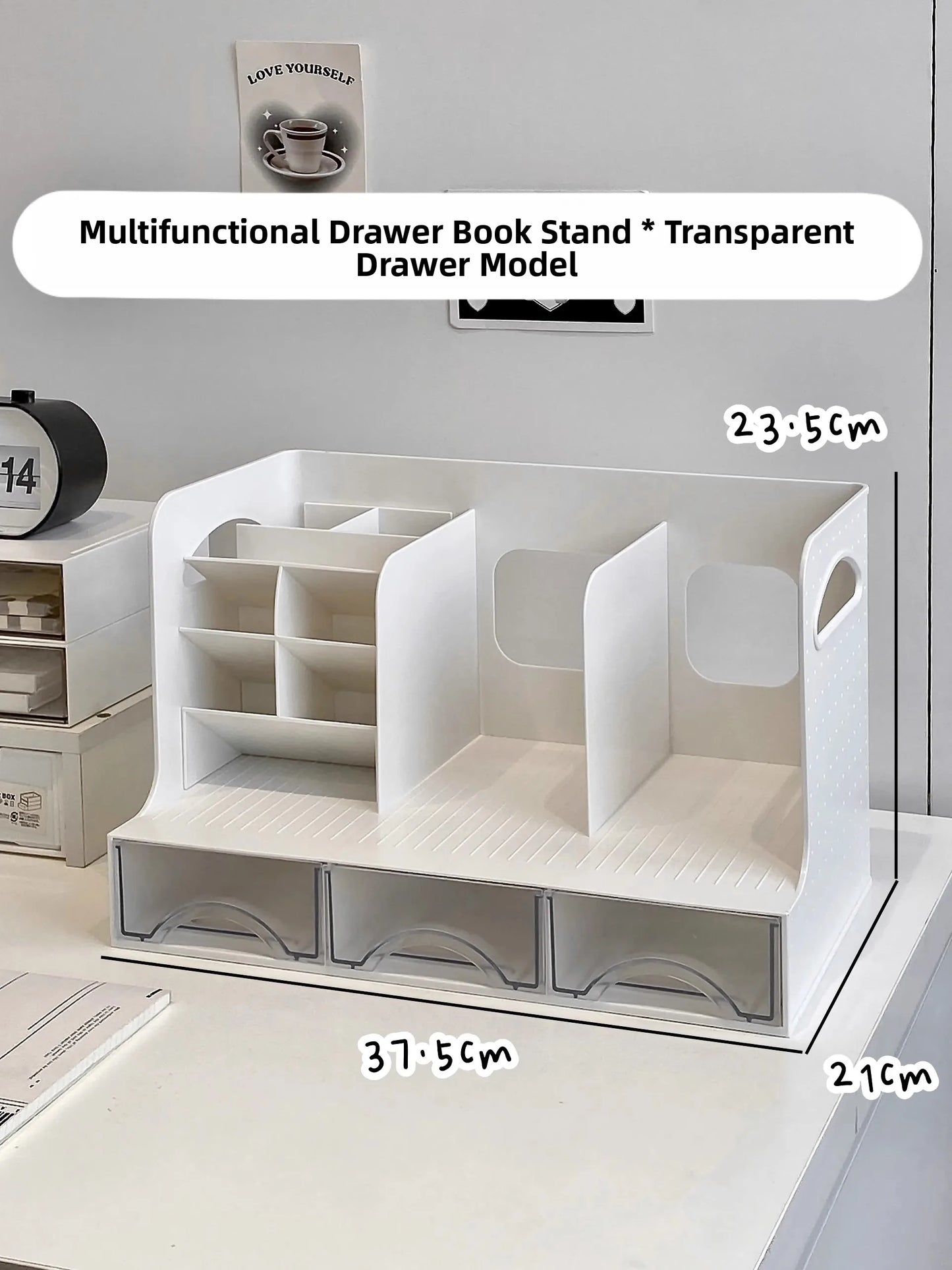 Multi-Functional Bookend Storage Box - Student Desk Organizer Pen Holder File Rack