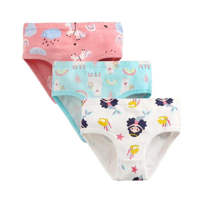 Kids Underwear Girls Sweet Cotton Breathable Panties Children Soft Non-Stringy Briefs Short Underpants 4-8Y