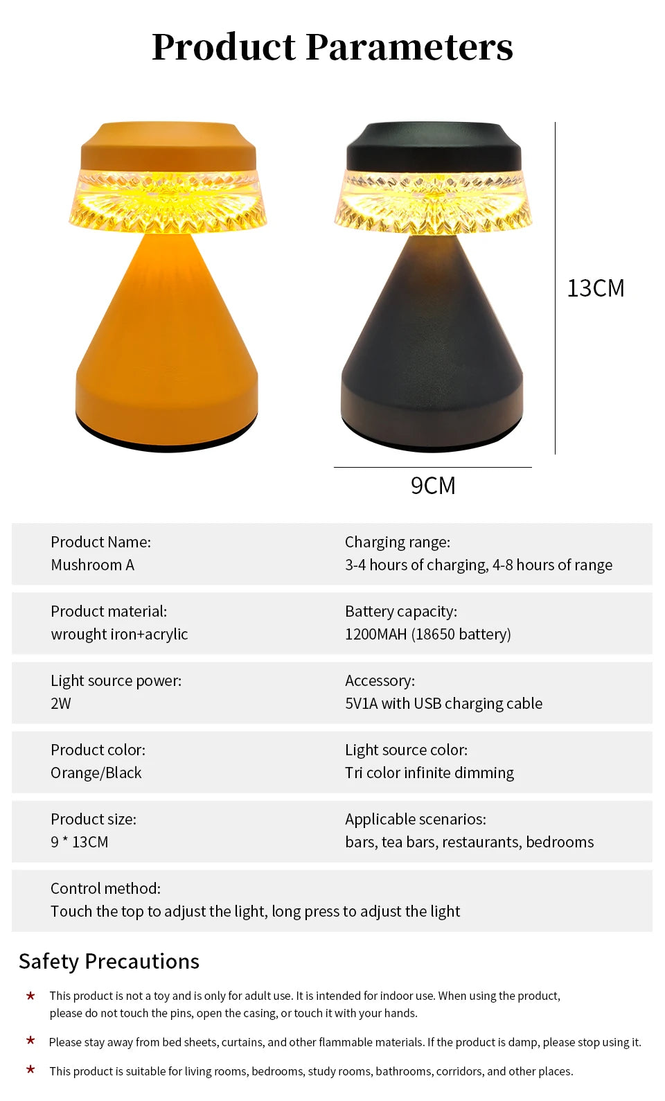 Minimalist Nordic Mushroom LED Desk Lamp Touch Dimming Bedhead Night Light Reading Light Restaurant Bedroom Decorative Lighting