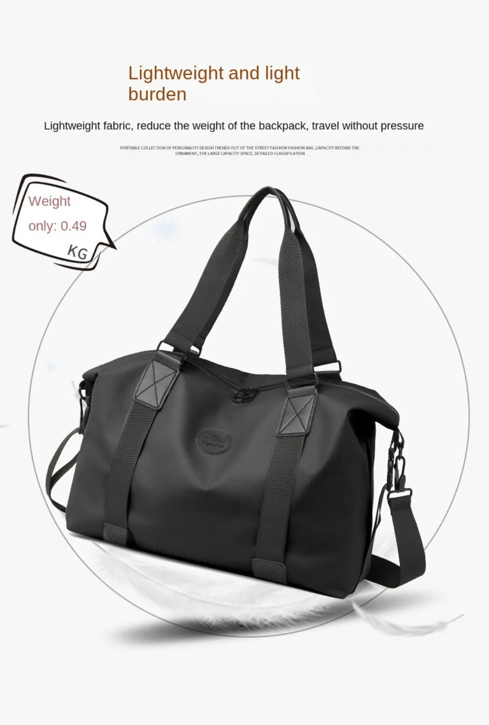 Large-Capacity Womens Travel Tote Bags Solid Color with Zipper Gym Fitness HandBag Overnight Bag Duffel Bag Sports Shoulder Pack