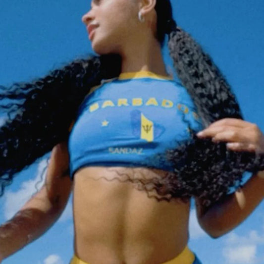 2000s Summer Barbados Letter Print Short Sleeve T-shirt Y2k Vintage Sexy Slim Crop Tops Women Club Cropped Corset Patchwork Tees