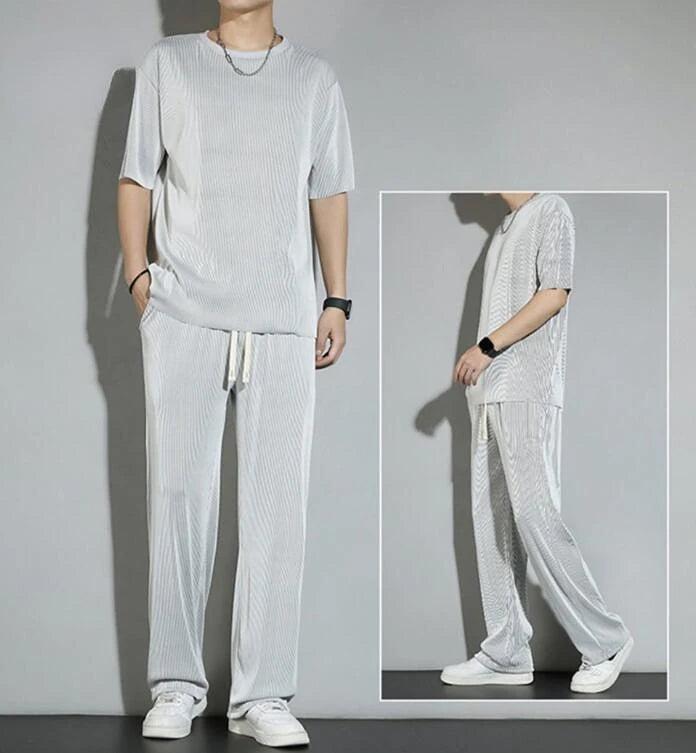 Top Pants Sets Kpop Short Quarter Sleeve Tracksuit Korean Style T Shirt Man Summer Sports Suits Aesthetic Cool Xl Men's Clothing