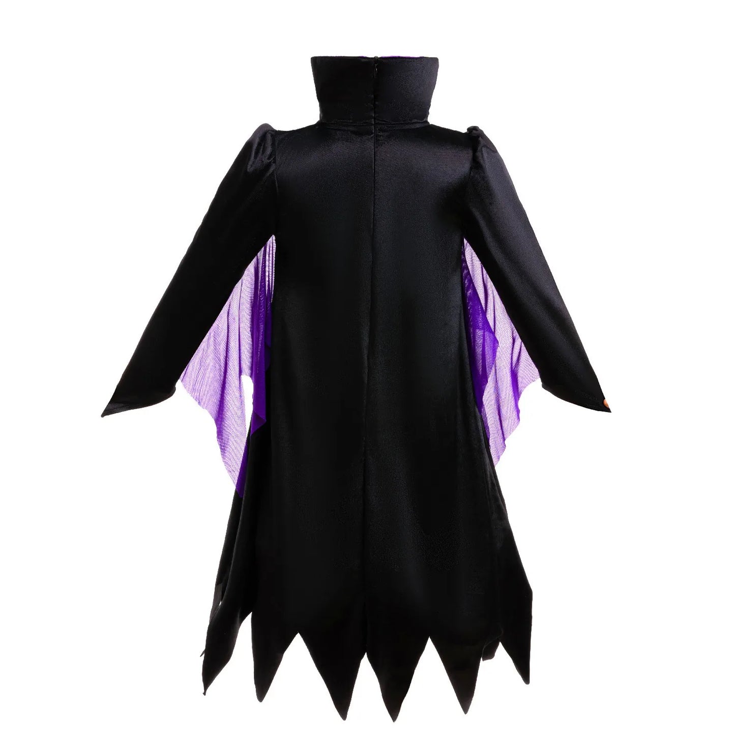 Halloween Costume Girls Cartoon Maleficent Cosplay Dress Children Fancy Witch Disguise Robe Carnival Devil Queen Dot Tulle Frock