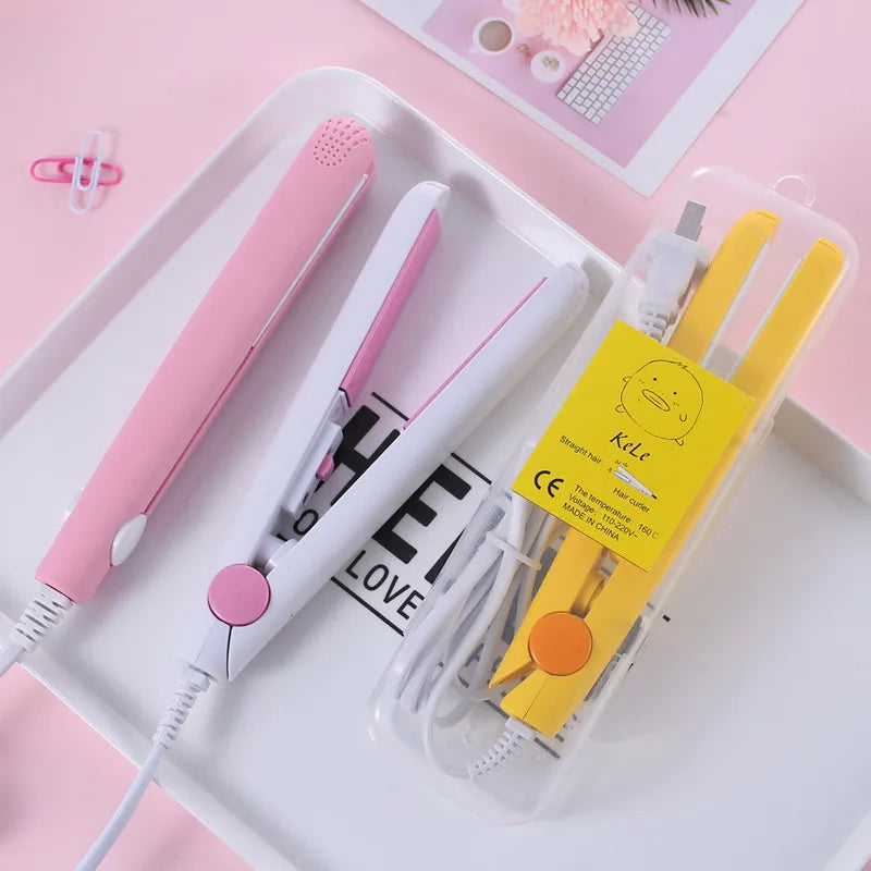 New Mini Hair Straightener Flat Iron Ceramic Curling Iron Short Hair Portable Dual-Use Curler Hair Styling Care For Traveling