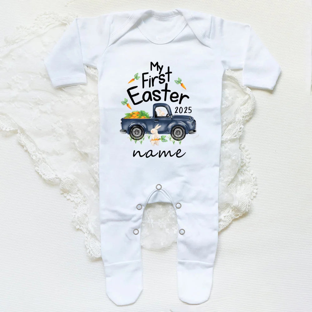 Personalised First Easter Sleepsuit 1st Easter Babygrow New Baby Gift Newborn Boys Girls Easter Rabbit Romper Clothing