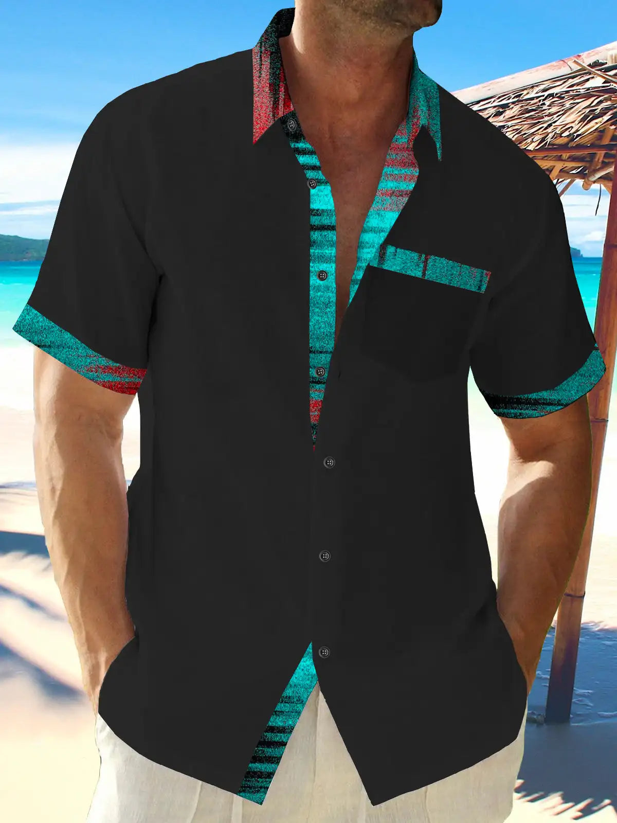 Men's shirts, button up shirts, casual shirts, spring and summer, printed short sleeves, daily, fashionable, comfortable