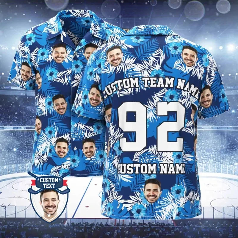 2025 Custom Photo Face Name Hawaiian Shirt Personalized Diy Text Beach Shirt Gift Mens Designer Shirts Customize Club Jersey