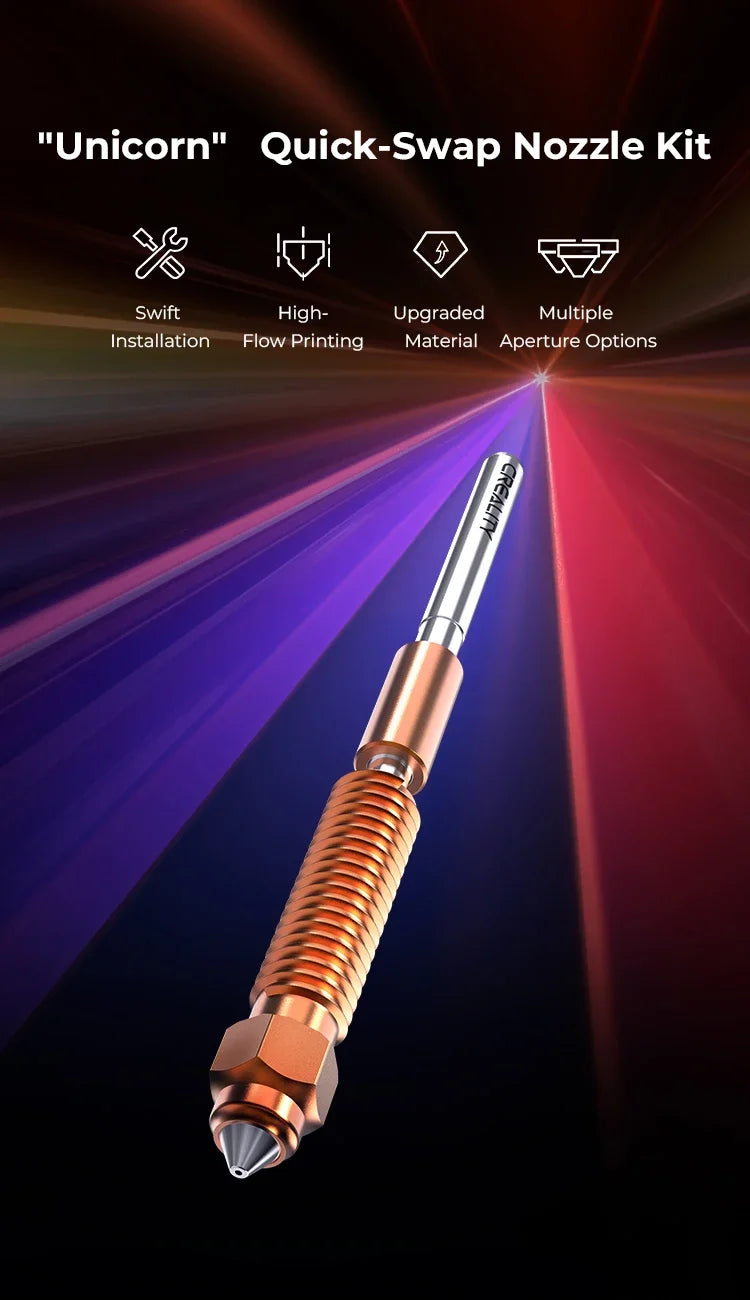 Creality K1C Nozzles Kit Unicorn Quick-Swap Nozzle 0.4/0.6/0.8mm Hardened Steel High-Speed for K1C / Ender 3 V3 Upgraded parts