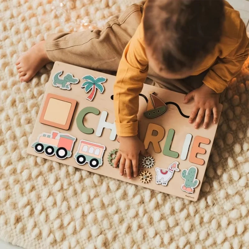Montessori Personalised Wooden Puzzle Baby Custom First Name Puzzle Customization Letter Board Gift Child Jigsaw Educational Toy