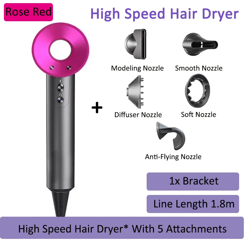 7 in 1 Professional Hair Dryer with Hot and Cold Air Functionality Negative lon Blow Quick Dry Leafless Salon Home Hairdryer ﻿