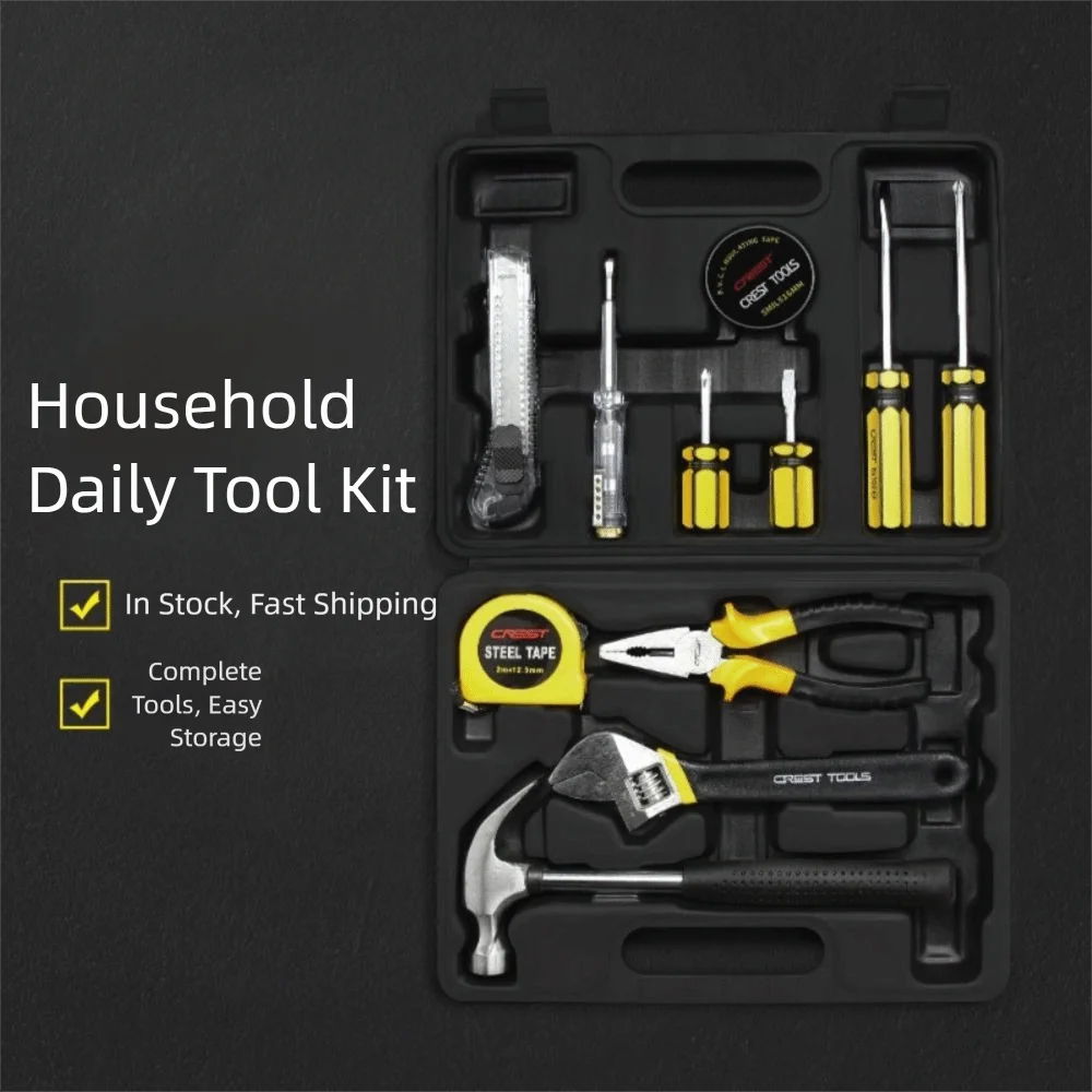 Carbon Steel Gift Tools Set Multi-Function Hard Case Hand Tools Set Portable Wireless Charging Complete Toolbox DIY Projects