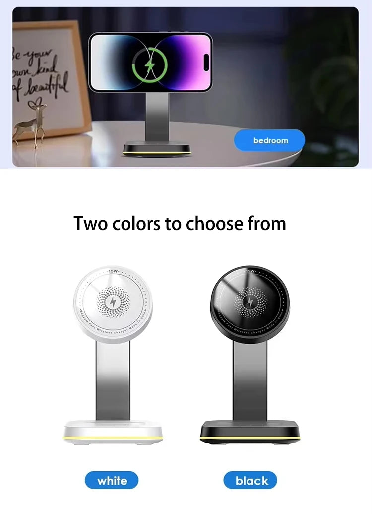 3 in 1 30W Smart Watch Earphone for iPhone 17 16 15 14 13 12  Fast Universal Magnetic Phone Stand Wireless Charger StationHolder