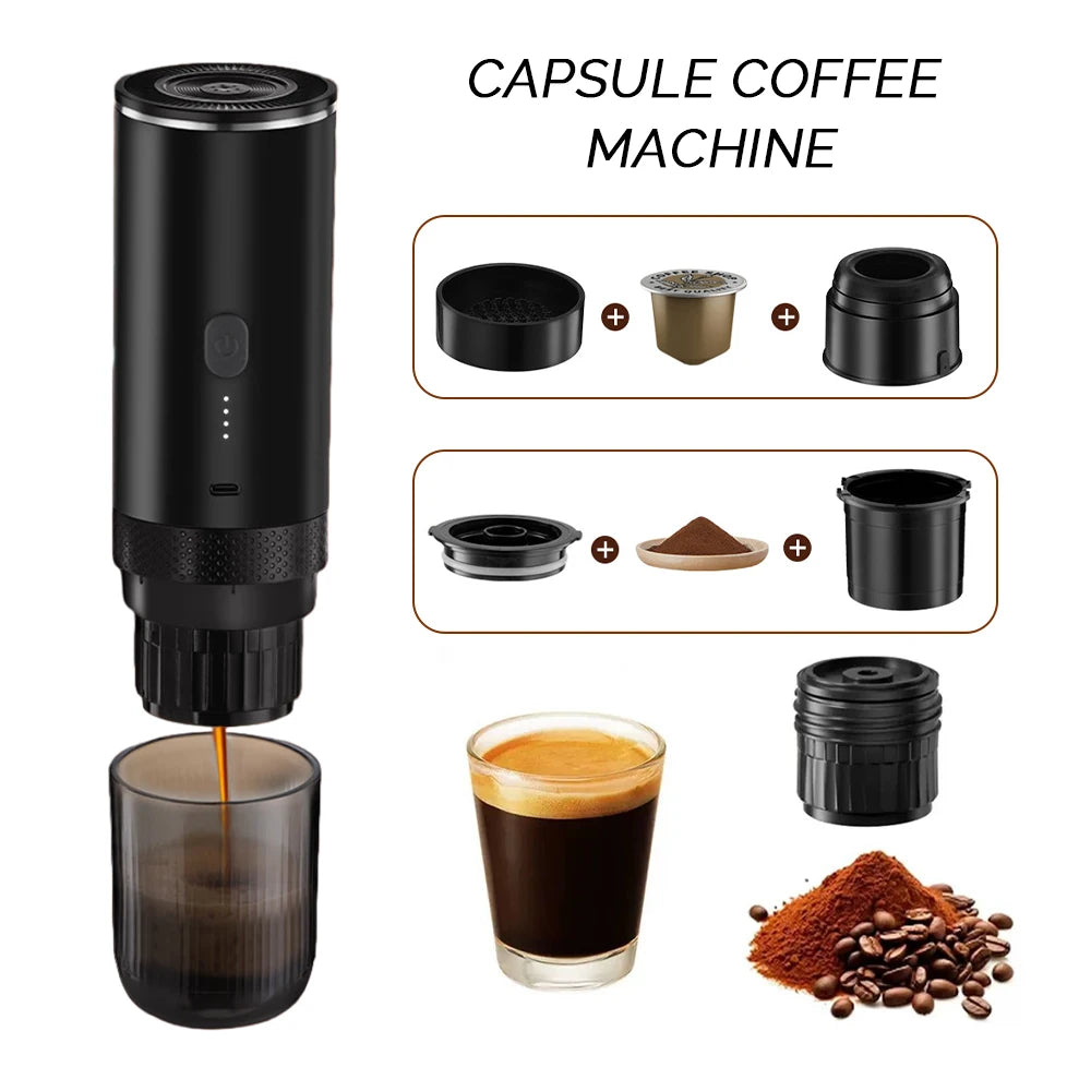 3-in-1 Portable Capsule Coffee Machine Wireless Espresso Coffee Maker Coffee Machine Travel Home Use Automatic Coffee Maker