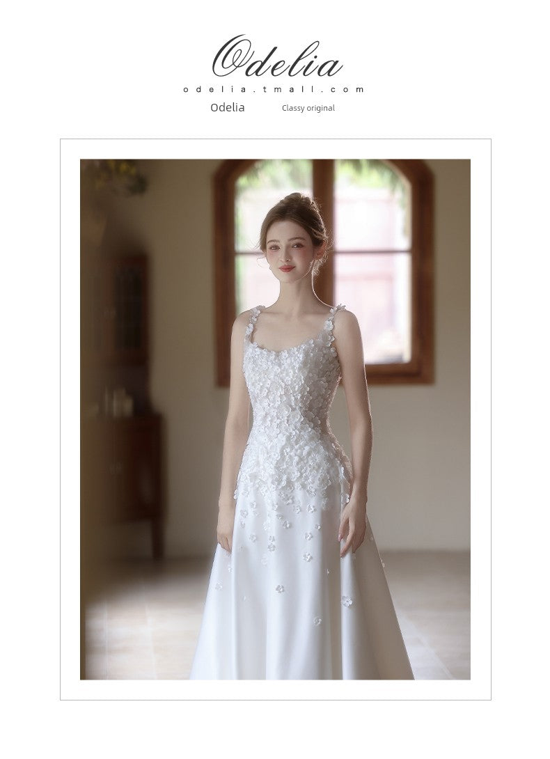 odelia "Mysterious Garden" 2025 New arrival Light Weddings Bride Gauze French Satin Minimalist Light