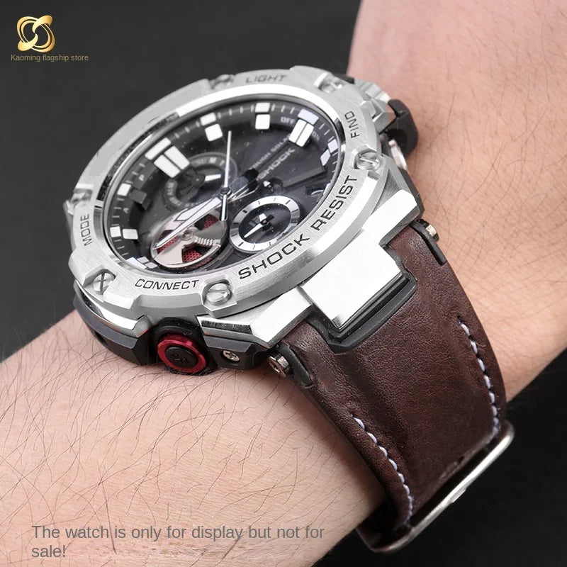 for Casio GST-S130/S110/S120/W130l/B100/W300 Strap Belt Genuine Leather Nylon Men's Watch Band Replacement bracelet Accessories