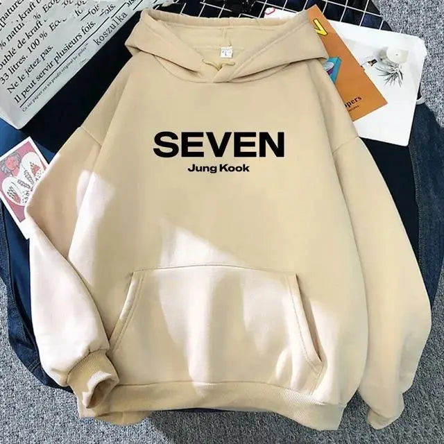 Letter Print JungKook Seven Hoodie Women/Men Harajuku Aesthetic Hoodies Unisex Autumn Winter Pullovers Dropshipping Sweatshirts