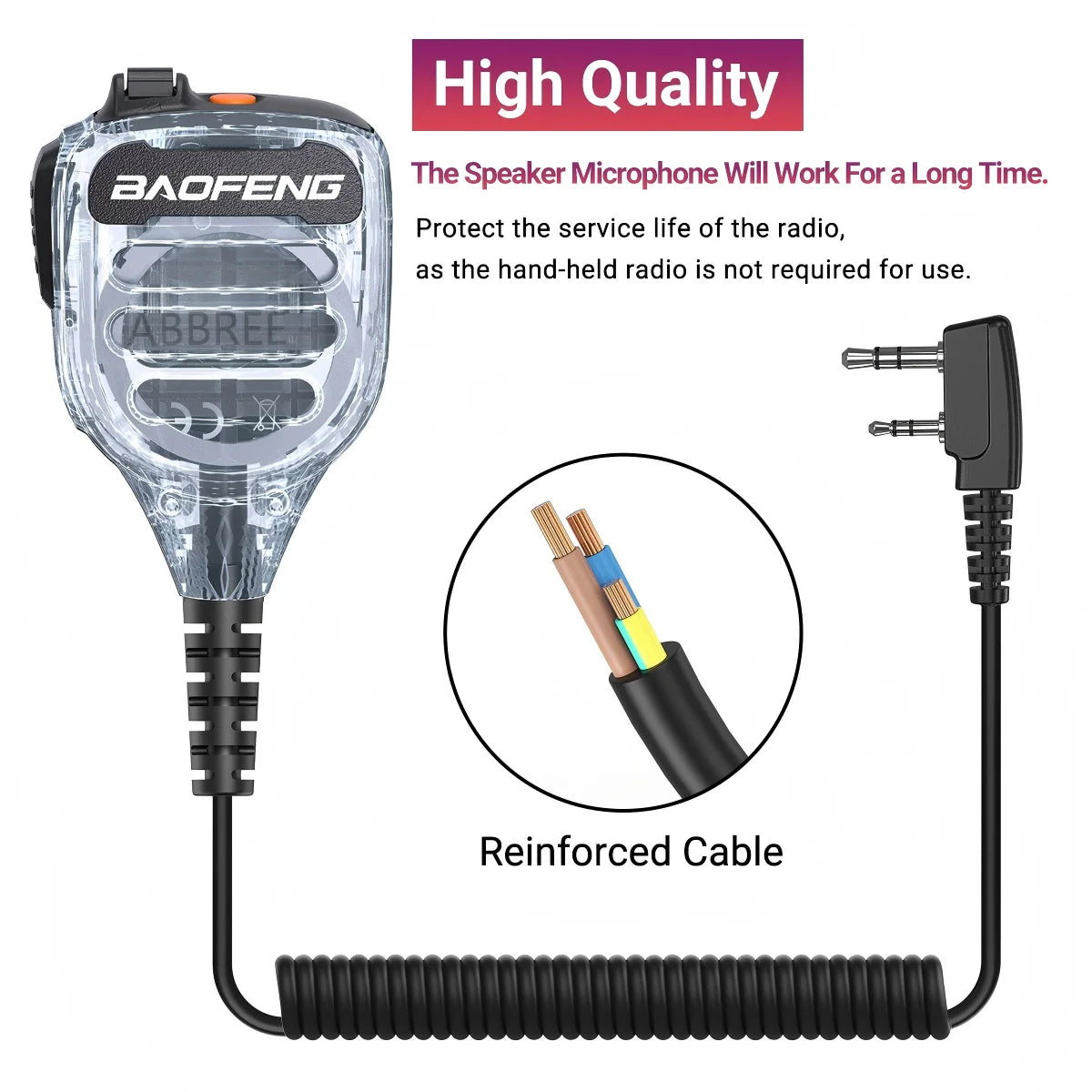 Baofeng BF-850 IP54 Waterproof Walkie Talkie Speaker Mic Volume Adjustable High Clear Sound For UV-5R BF-888S AR-152 PRO Radio