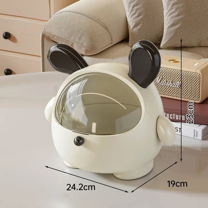 Kawaii Korean Storage Rack Desktop Rabbit Storage Box Desk Organizer Bin Cute Student Girls Hair Accessories Stationary Storage