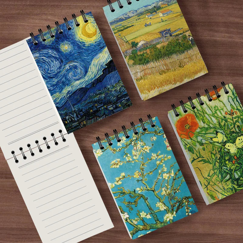 Pocket Notebook Famous Painting Van Gogh Monet Horizontal Line Coil Note Word Book Record Book Journal Diary Planner Stationery