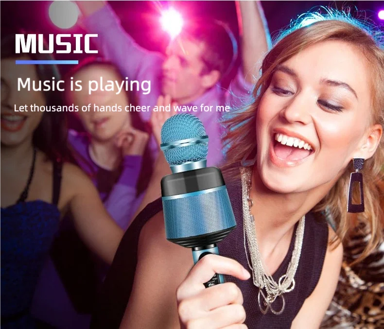 Karaoke Microphone for Kids & Adults - Bluetooth Microphones Singing Mic with Disco Lights, Echo Effect, Built-in Speaker