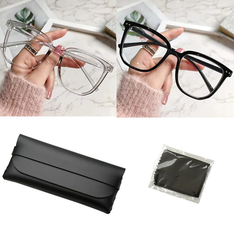 Anti-blue Light Glasses for Women with Regular Eyeglass Frame Finished Retro Flat Light Frame