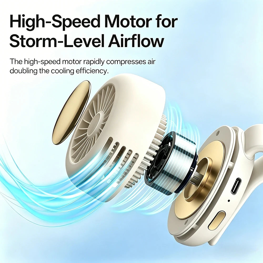 Portable Silent Mini Bladeless Fan Clip On Adjustable 3-Speed Suspended Whirlwind Fans For Outdoor & Travel & Office
