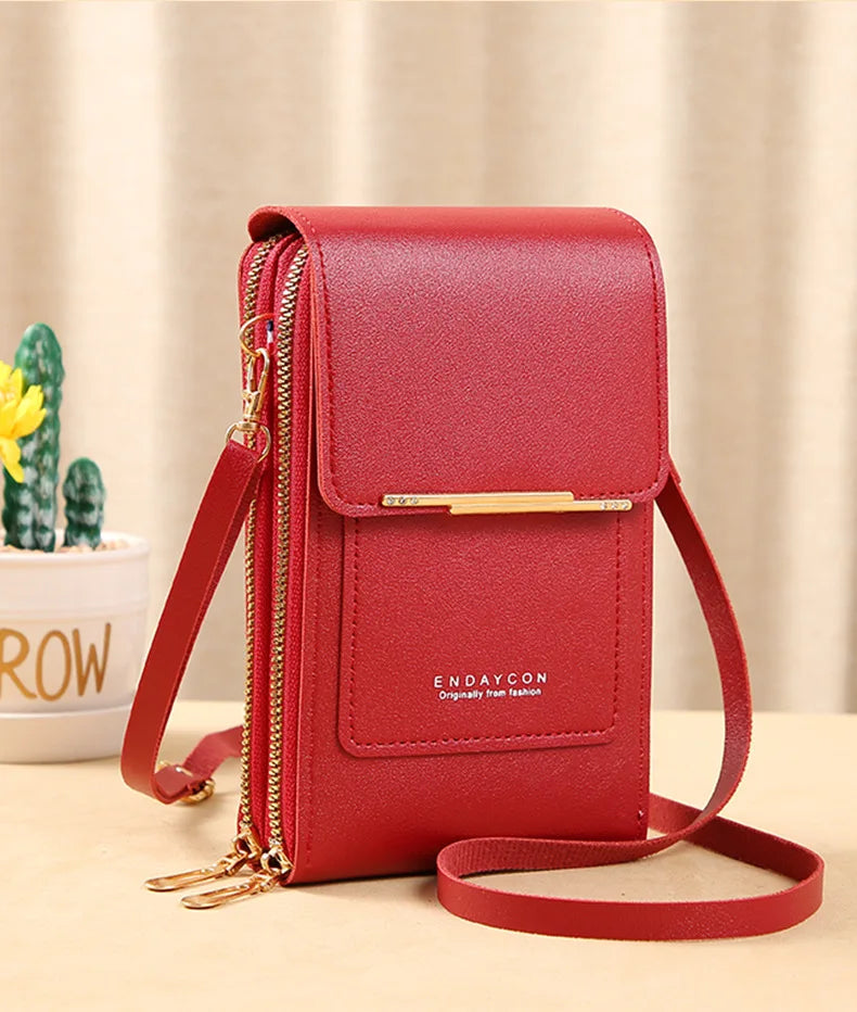 Women Crossbody Shoulder Bags Wallets Touch Screen Cell Phone Bag Soft Leather Strap Handbag for Female Luxury Messenger Bags