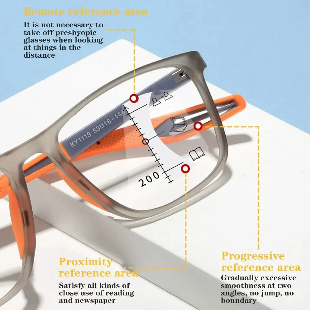 New TR90 Anti-blue Light Multifocal Reading Glasses Men Women Progressive Near Far Eyewear Ultralight Sports Farsight Eyeglasses