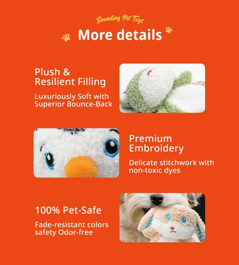 Cute Small Animal Dog Plush Toys Full Body Rattle with Built-In Squeaker Interactive Pet Playtime Toy to Reduce Loneliness