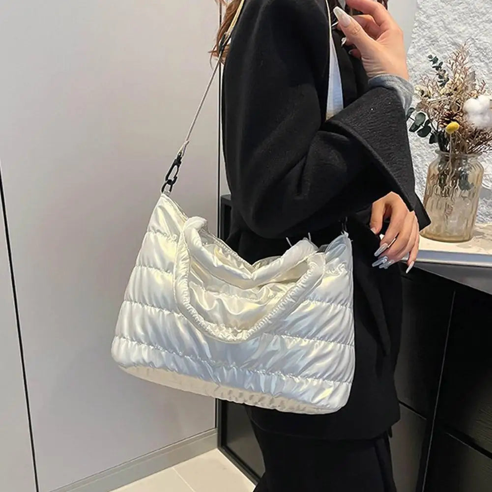 Large Tote Padded Handbags Designer Quilted Women Shoulder Bags Luxury Nylon Down Cotton Crossbody Bag Winter Tote Big