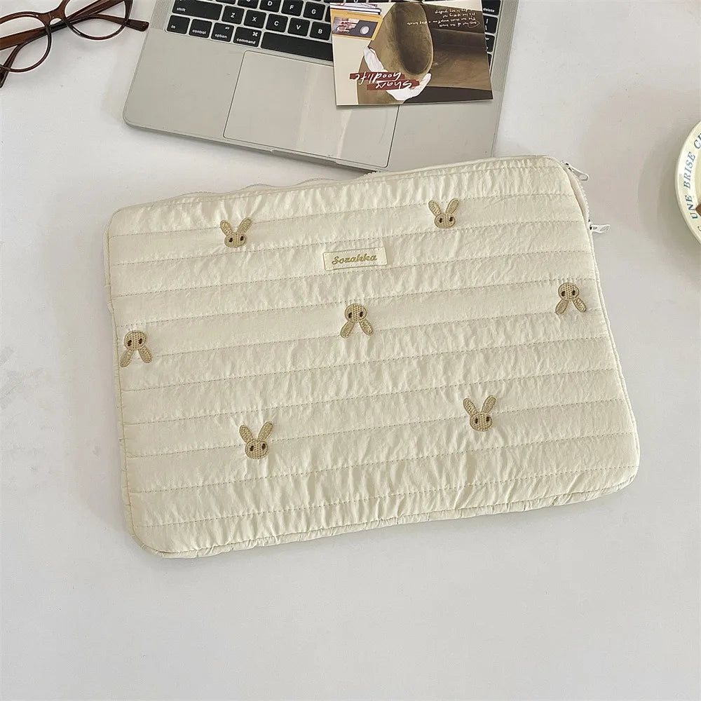 Universal Rabbit Laptop Sleeve Case 11/13/15 inch Broken Flowers Laptop Bag Bowknot Shockproof Tablet Protective Pouch