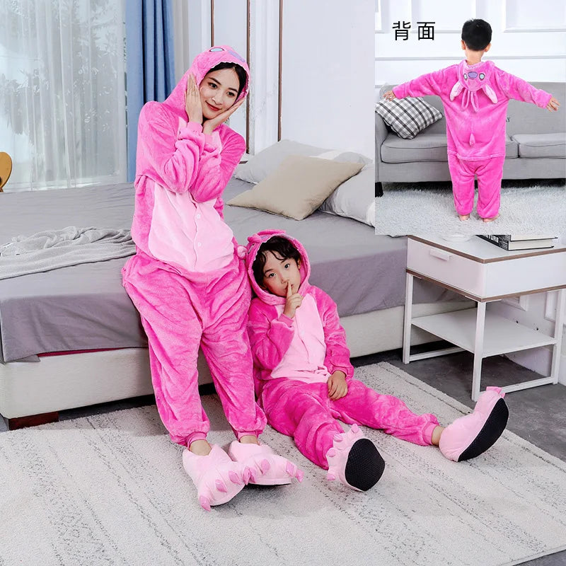 Stitch Animal Onesie Pajamas Warm Winter Sleepwear For Couples Students Performance Costume Cute Cartoon