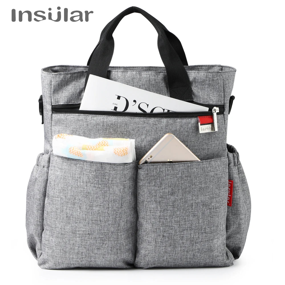 Fashionable Insular Baby Diaper Bag for Mothers Waterproof Multifunctional Nappy Organizer with Stroller Strap Changing Bag