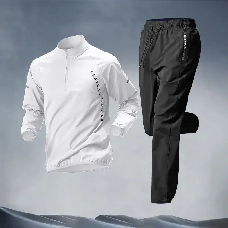 Men's Fall Running Tracksuit Casual Outdoor Quick-Dry Running Clothes for Autumn Spring Ideal Gym Track Field Sports Training