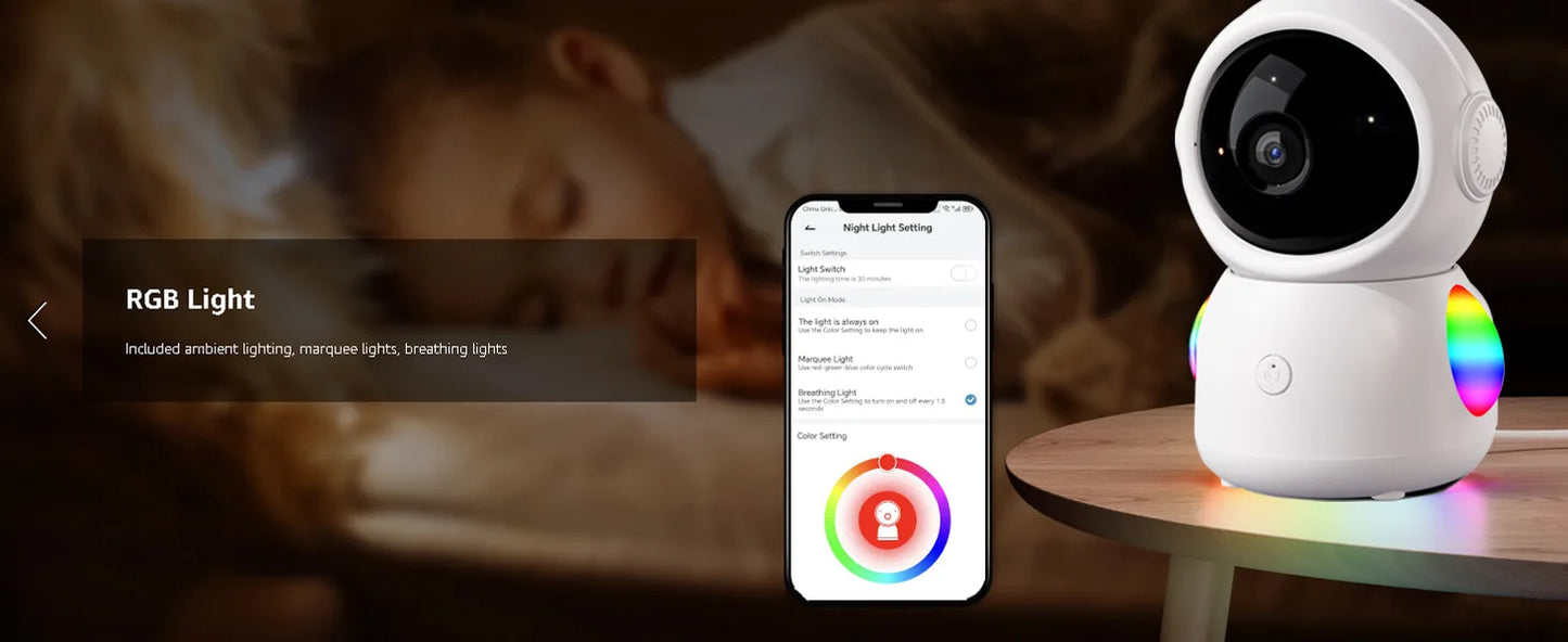 2K Baby Monitor Surveillance Camera Dual-frequency Crying Machine Indoor Safety Protection Remote Monitoring Voice Intercom