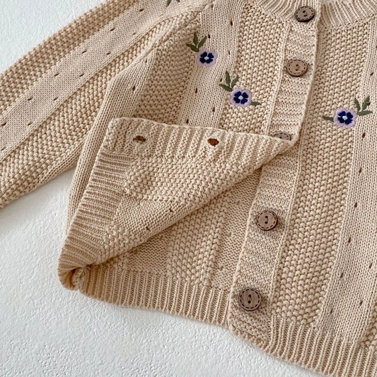 Autumn Sweater for Baby Girls, Embroidered Hollow Knitted Jacket + Optional 2-Piece Set of Khai