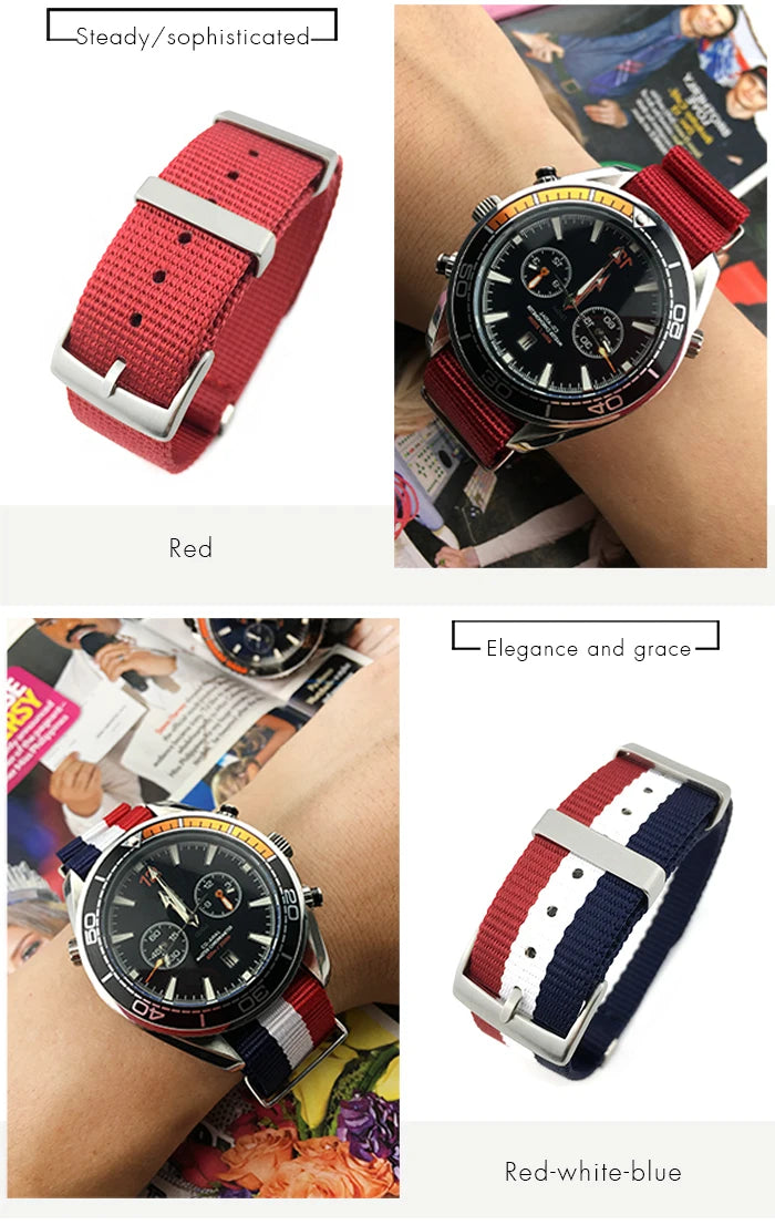 19mm 20mm 21mm 22mm Nylon Canvas Watchband Fit for Omega Seamaster 300 007 AQUA TERRA 150 Seiko Tissot Rolex Watch Strap