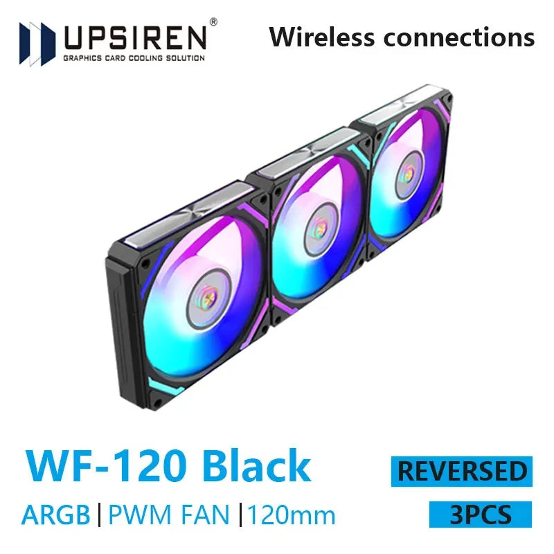 UPSIREN WF-120 ARGB PWM 3PCS Chassis fanARGB120mm/4PIN PWM/ Magic Color Wireless Stitching Computer heat dissipation fan