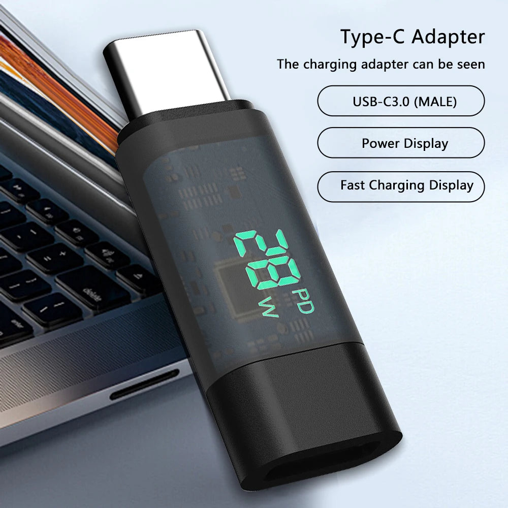 99W Power Digital Display Type C to Type C Adapter For USB to Type C Cable Type C to Type C Cable Fast Charging Cable Visible