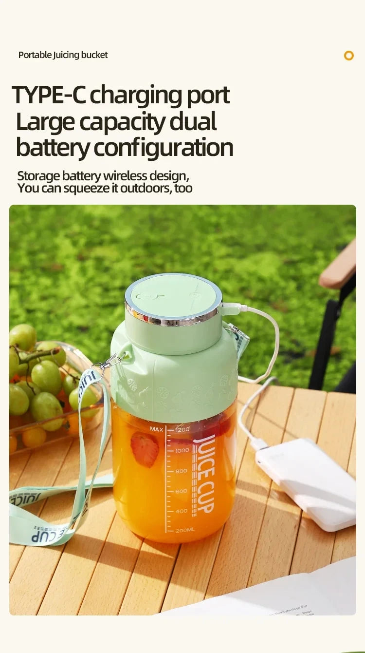 Wireless Portable Juicing Bucket Electric 800ml Sports Cup Fresh Fruit Juicer With Large Capacity and 10 Stainless Steel Blades