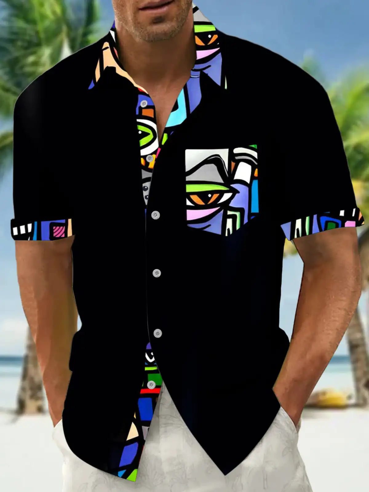 Men's shirts, button up shirts, casual shirts, spring and summer, printed short sleeves, daily, fashionable, comfortable