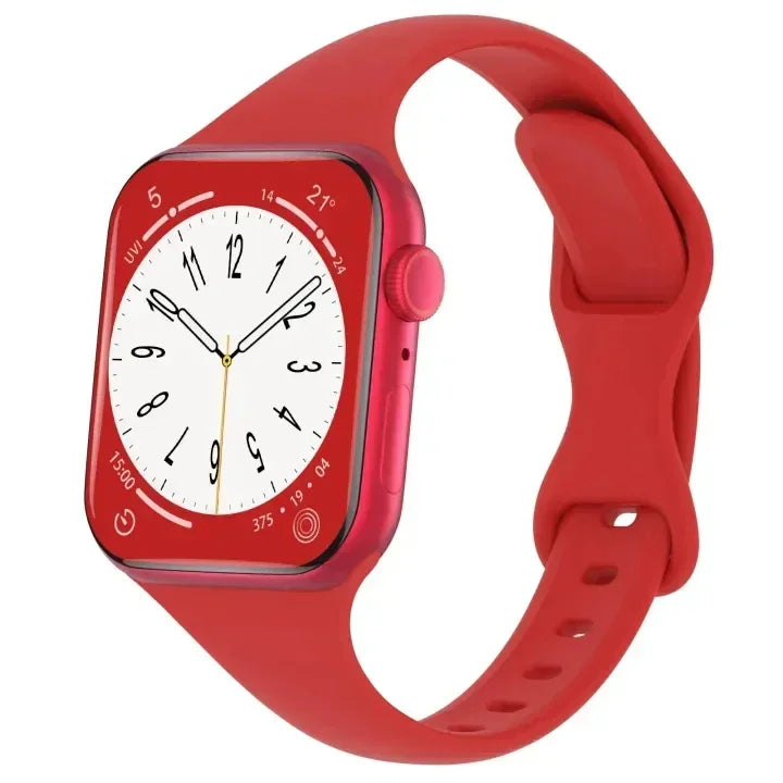 Thin Silicone Strap For Apple Watch 40mm 44mm 45mm 41mm 38mm 42mm Solid Color Strap Bracelet For IWatch Series 1 2 3 4 5 6 SE 7