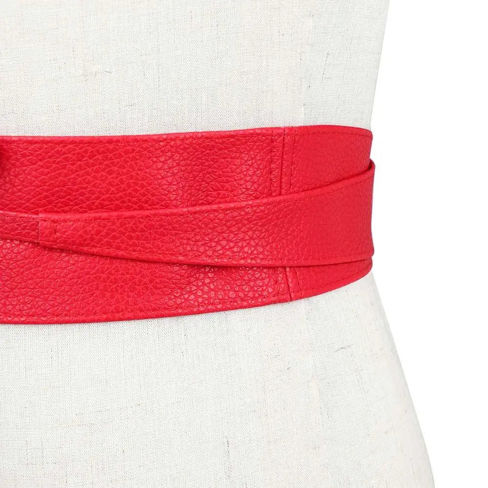 Dress Accessories for Female Soft Leather Elegant Bow Belt Ladies  Girls Belt Wide Self Tie Wrap Around Waist Band Dress Belt