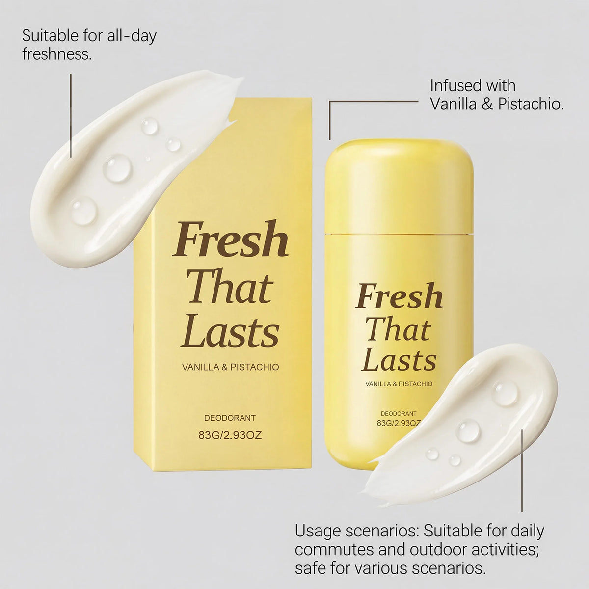 Vanilla Deodorant Stick Armpit Antiperspirant Odor Eliminator Brightening Skin Care Products Kojic Acid Turmeric Deodorant 83g
