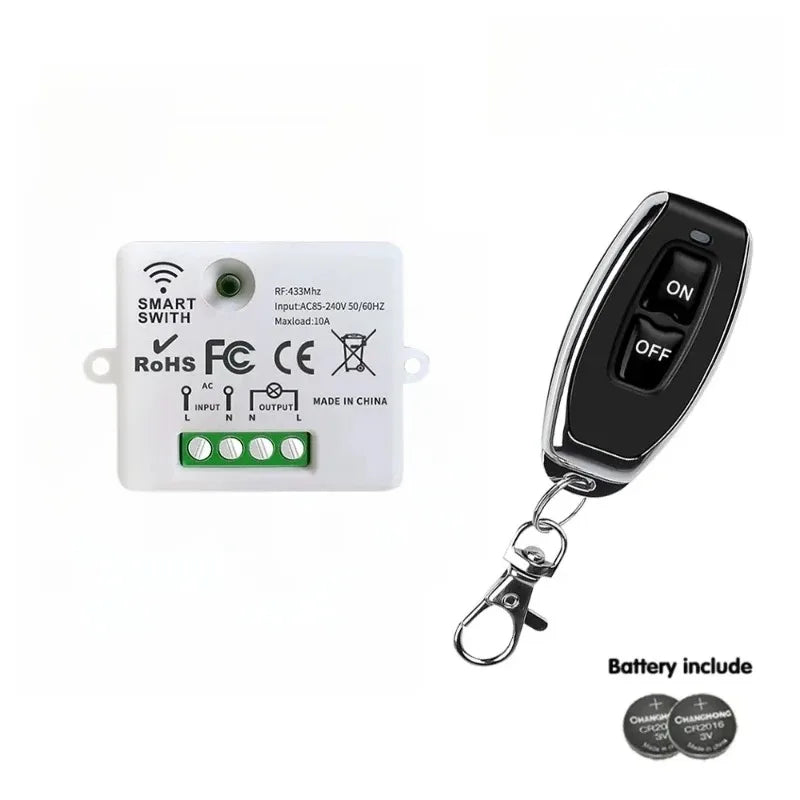 433MHz AC 110V 220V Wireless RF Remote Control Switch 1CH Relay Receiver With ON OFF Transmitter For Led Light Bulb DIY Control