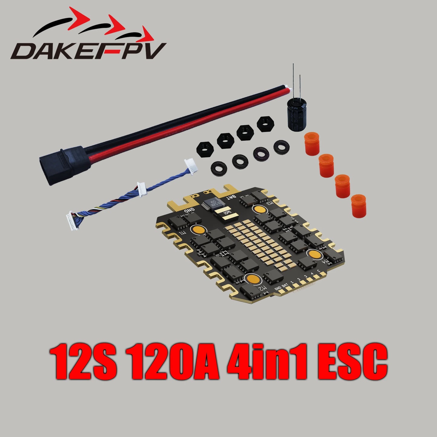 DAKEFPV H743 100A/120A stacked ICM42688P H743 flight control module BLHELI_S 120A 4-in-1 ESC 30.5X30.5 millimeters.
