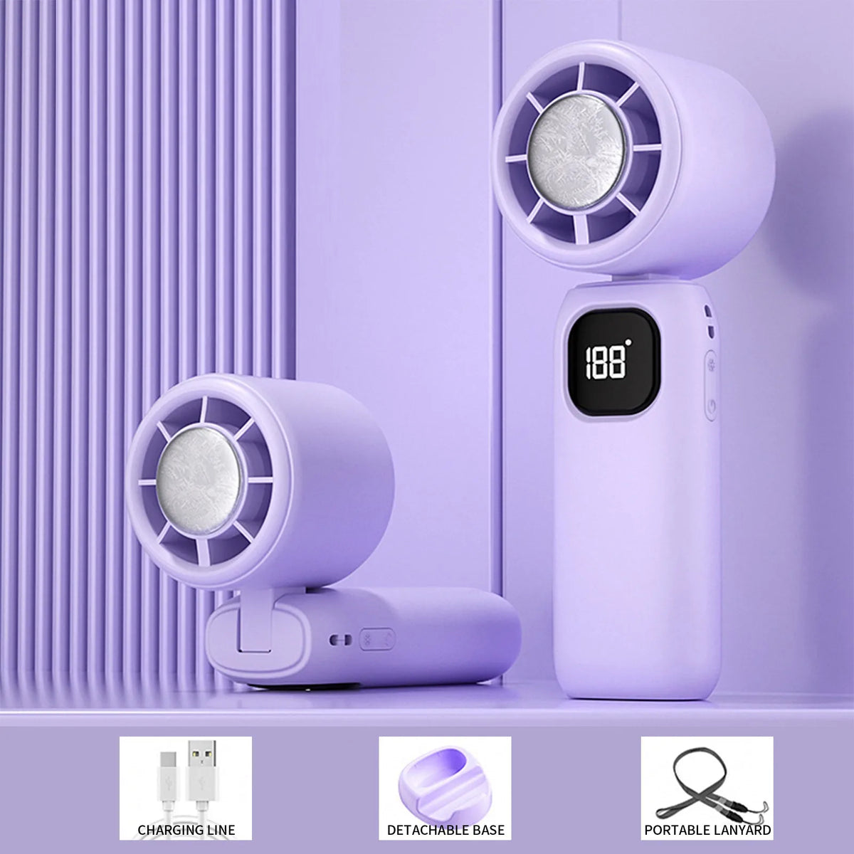 Cooling Handheld Mini Fan Digital Fan Usb Rechargeable Display Turbo Fan 100 Speed Adjustable Quiet Portable Personal Fan Indoor