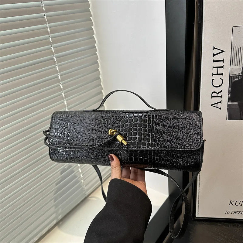 Luxury Design Top-Handle Bag For Women Evening Handbag Long Purse, Crocodile Pattern Crossbody Shoulder Bags Fashionable Outfits