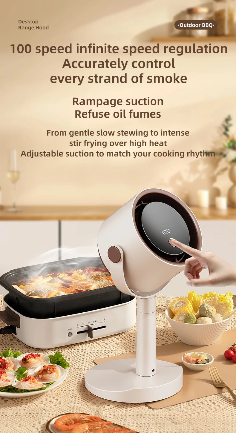 Electric Desktop Range Hood USB Adjustable Angle Portable Mini High Suction Power Exhaust Fan for BBQ Hot Pot Kitchen Appliance